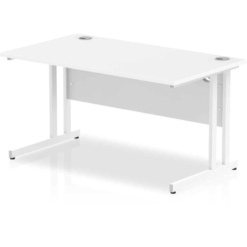 Impulse 1400 x 800mm Straight Desk White Top White Cantilever Leg