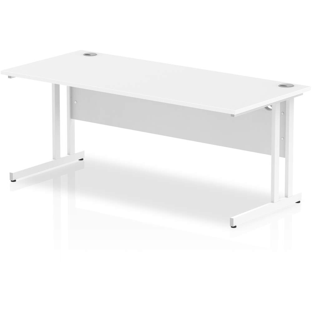 Impulse 1800 x 800mm Straight Desk White Top White Cantilever Leg