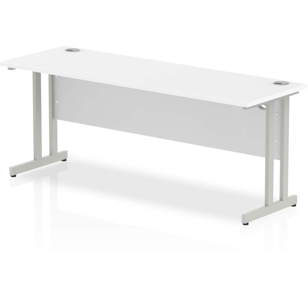 Impulse 1800 x 600mm Straight Desk White Top Silver Cantilever Leg