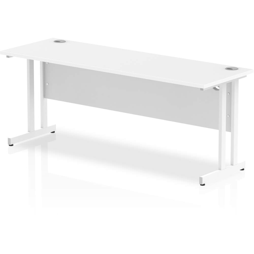 Impulse 1800 x 600mm Straight Desk White Top White Cantilever Leg