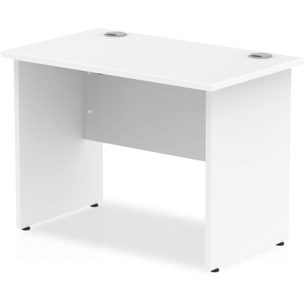 Impulse 1000 x 600mm Straight Desk White Top Panel End Leg