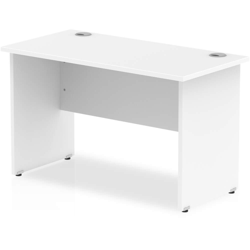 Impulse 1200 x 600mm Straight Desk White Top Panel End Leg