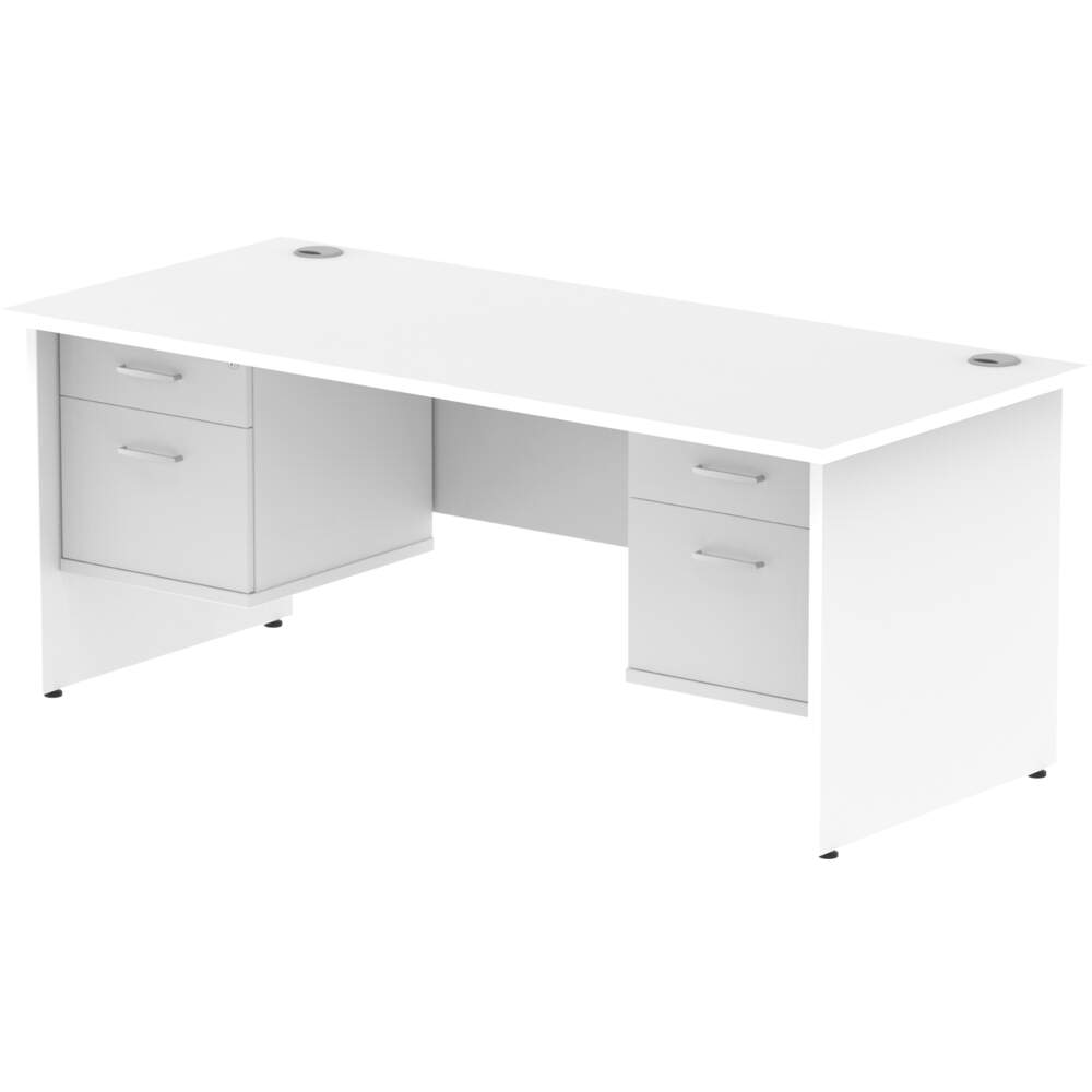Impulse 1800 x 800mm Straight Desk White Top Panel End Leg 2 x 2 Drawer Fixed Pedestal