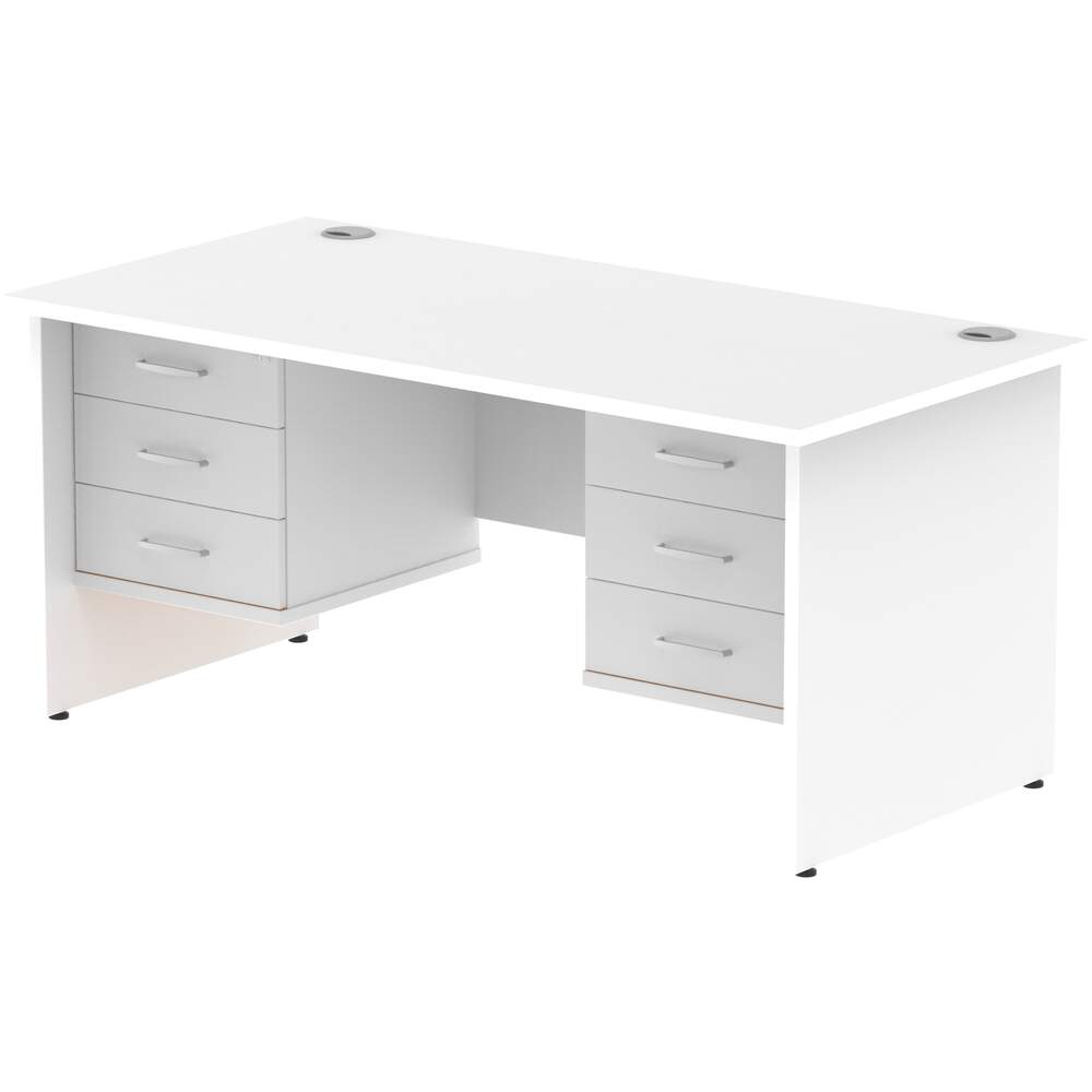 Impulse 1600 x 800mm Straight Desk White Top Panel End Leg 2 x 3 Drawer Fixed Pedestal