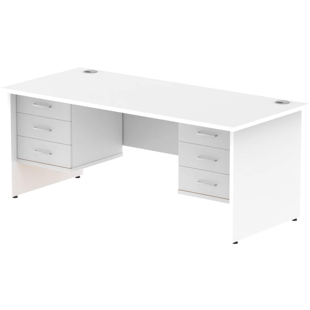 Impulse 1800 x 800mm Straight Desk White Top Panel End Leg 2 x 3 Drawer Fixed Pedestal