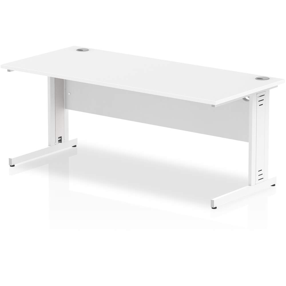 Impulse 1800 x 800mm Straight Desk White Top White Cable Managed Leg