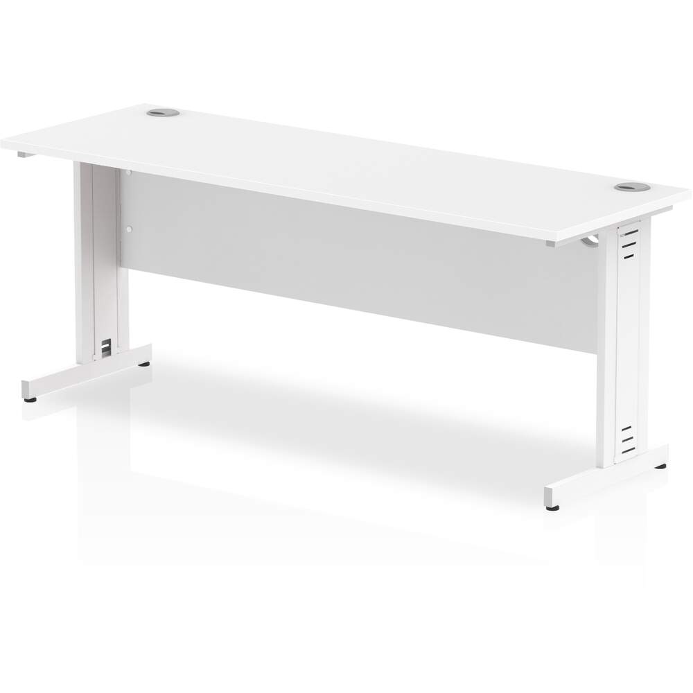 Impulse 1800 x 600mm Straight Desk White Top White Cable Managed Leg