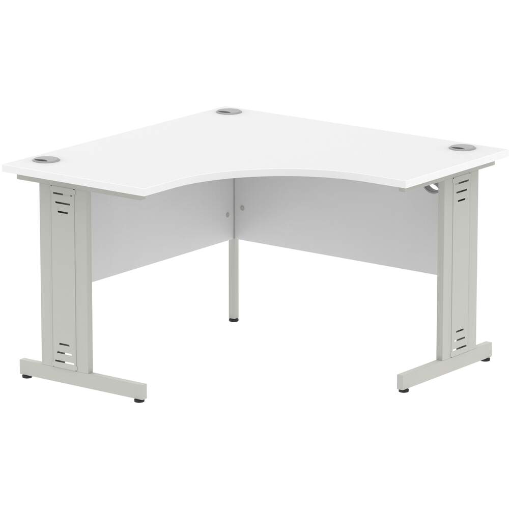 Impulse 1200mm Corner Desk White Top Silver Cable Managed Leg