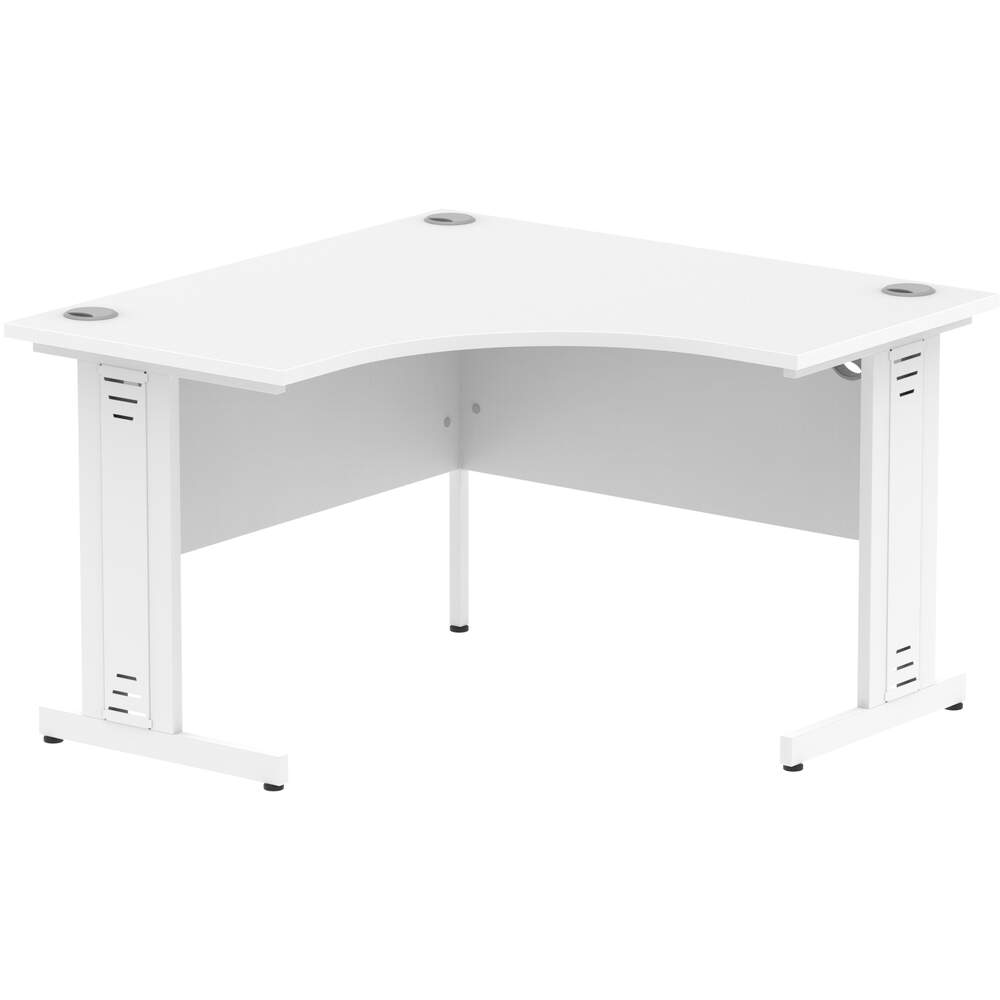 Impulse 1200mm Corner Desk White Top White Cable Managed Leg