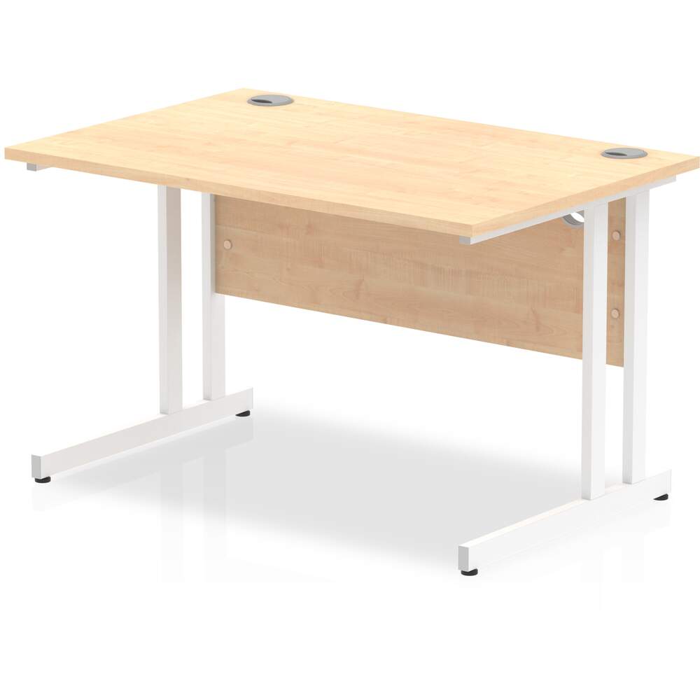 Impulse 1200 x 800mm Straight Desk Maple Top White Cantilever Leg