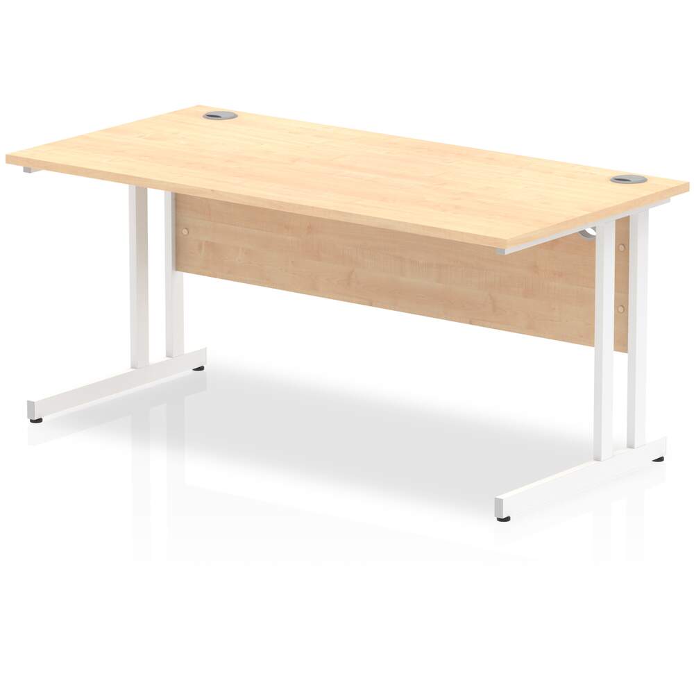 Impulse 1600 x 800mm Straight Desk Maple Top White Cantilever Leg