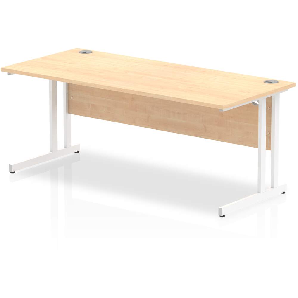 Impulse 1800 x 800mm Straight Desk Maple Top White Cantilever Leg
