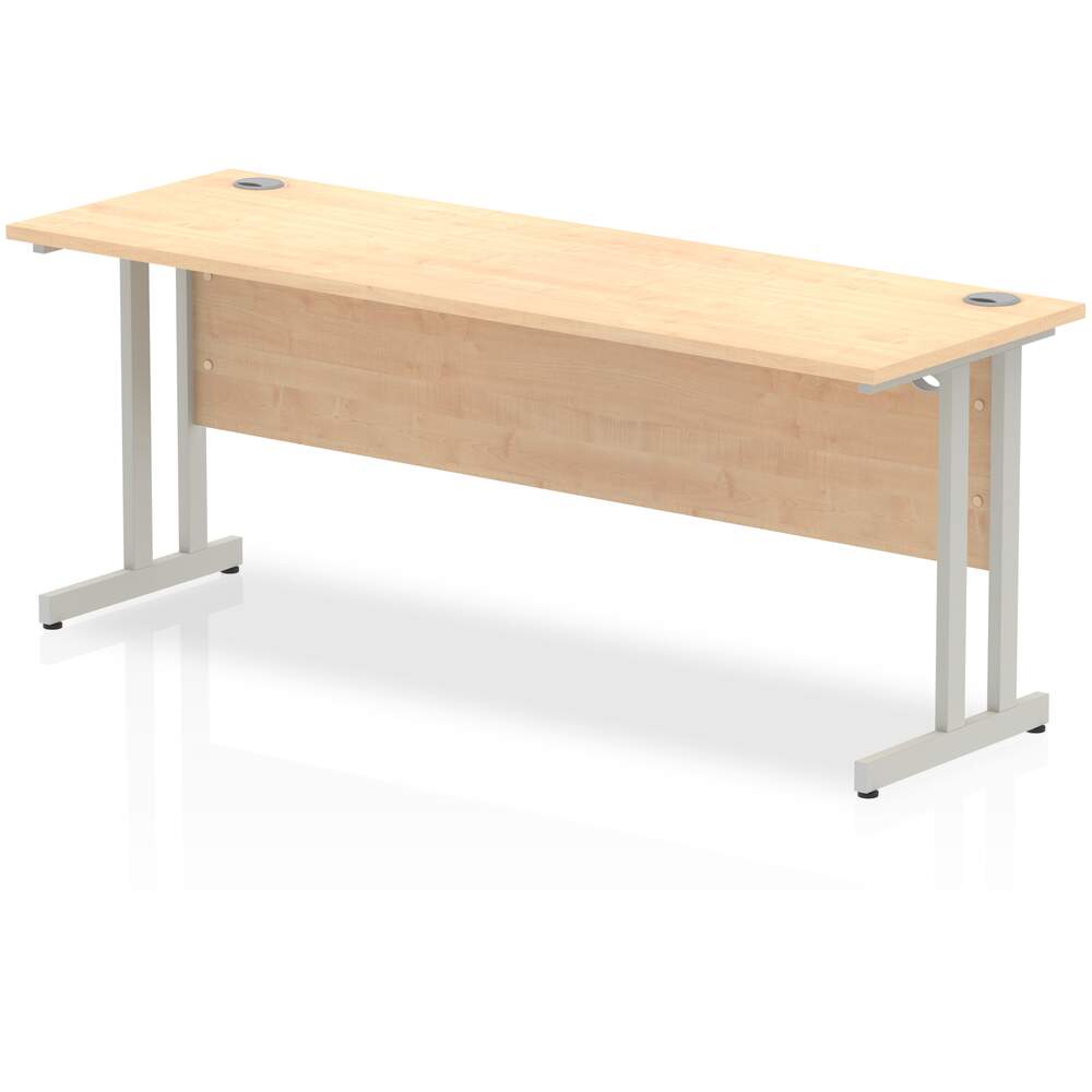 Impulse 1800 x 600mm Straight Desk Maple Top Silver Cantilever Leg