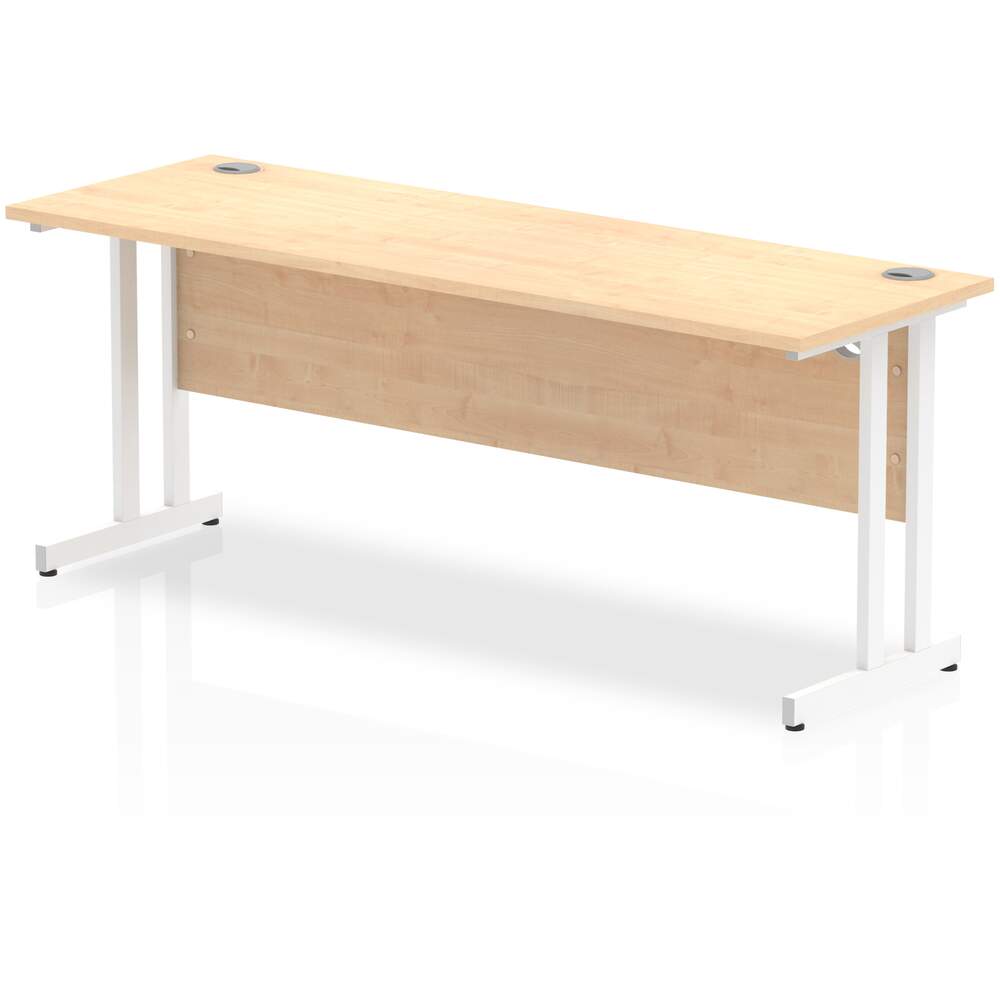 Impulse 1800 x 600mm Straight Desk Maple Top White Cantilever Leg