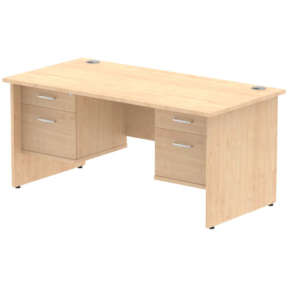 Impulse 1600 x 800mm Straight Desk Maple Top Panel End Leg 2 x 2 Drawer Fixed Pedestal