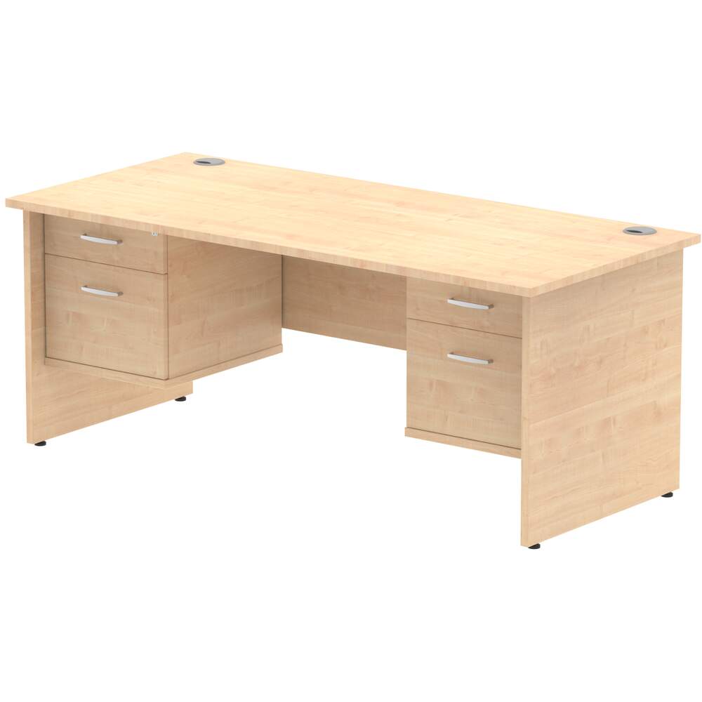 Impulse 1800 x 800mm Straight Desk Maple Top Panel End Leg 2 x 2 Drawer Fixed Pedestal