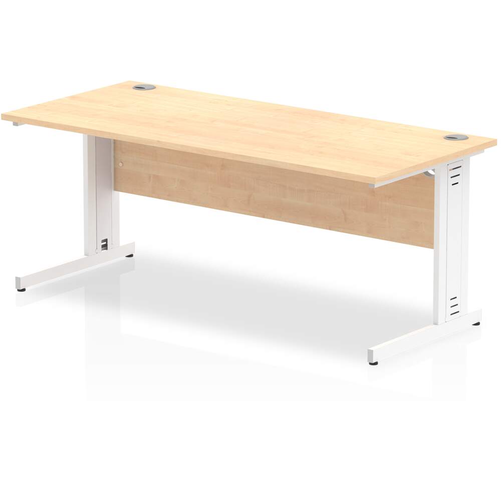 Impulse 1800 x 800mm Straight Desk Maple Top White Cable Managed Leg