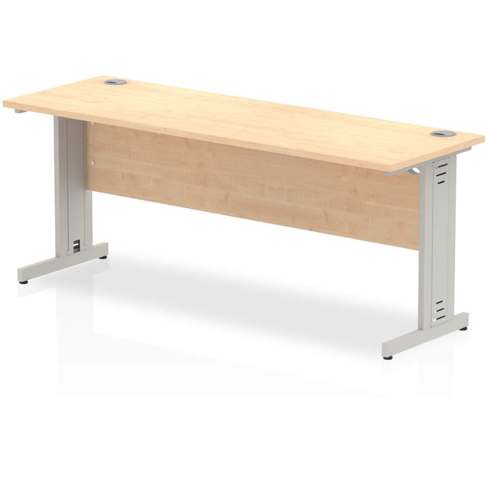 Impulse 1800 x 600mm Straight Desk Maple Top Silver Cable Managed Leg