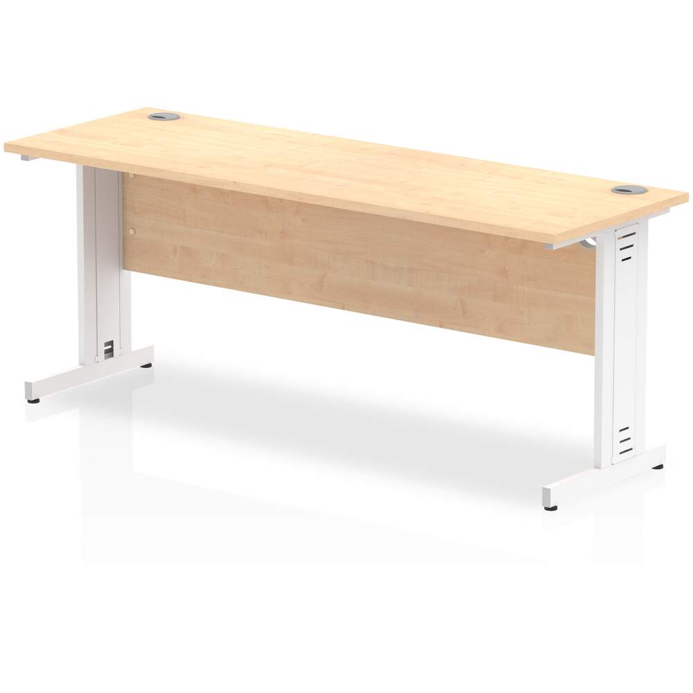 Impulse 1800 x 600mm Straight Desk Maple Top White Cable Managed Leg