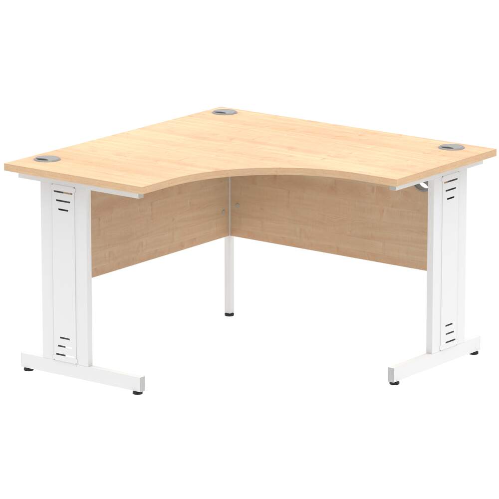 Impulse 1200mm Corner Desk Maple Top White Cable Managed Leg