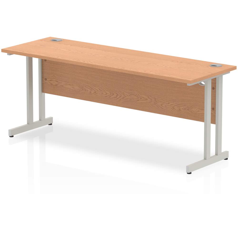 Impulse 1800 x 600mm Straight Desk Oak Top Silver Cantilever Leg