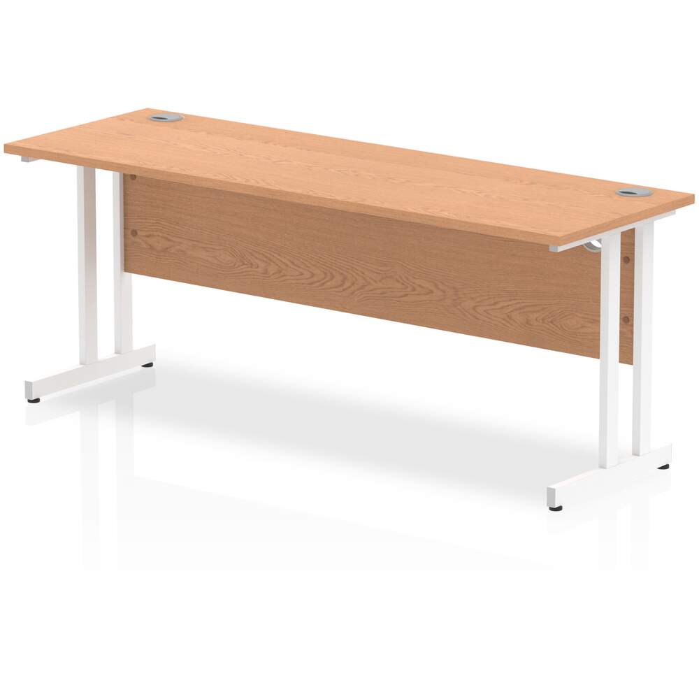 Impulse 1800 x 600mm Straight Desk Oak Top White Cantilever Leg