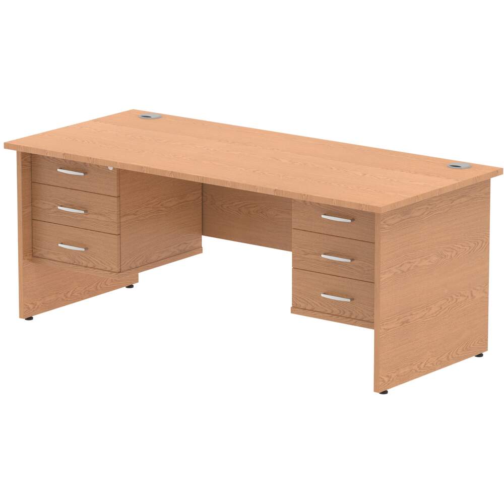 Impulse 1800 x 800mm Straight Desk Oak Top Panel End Leg 2 x 3 Drawer Fixed Pedestal