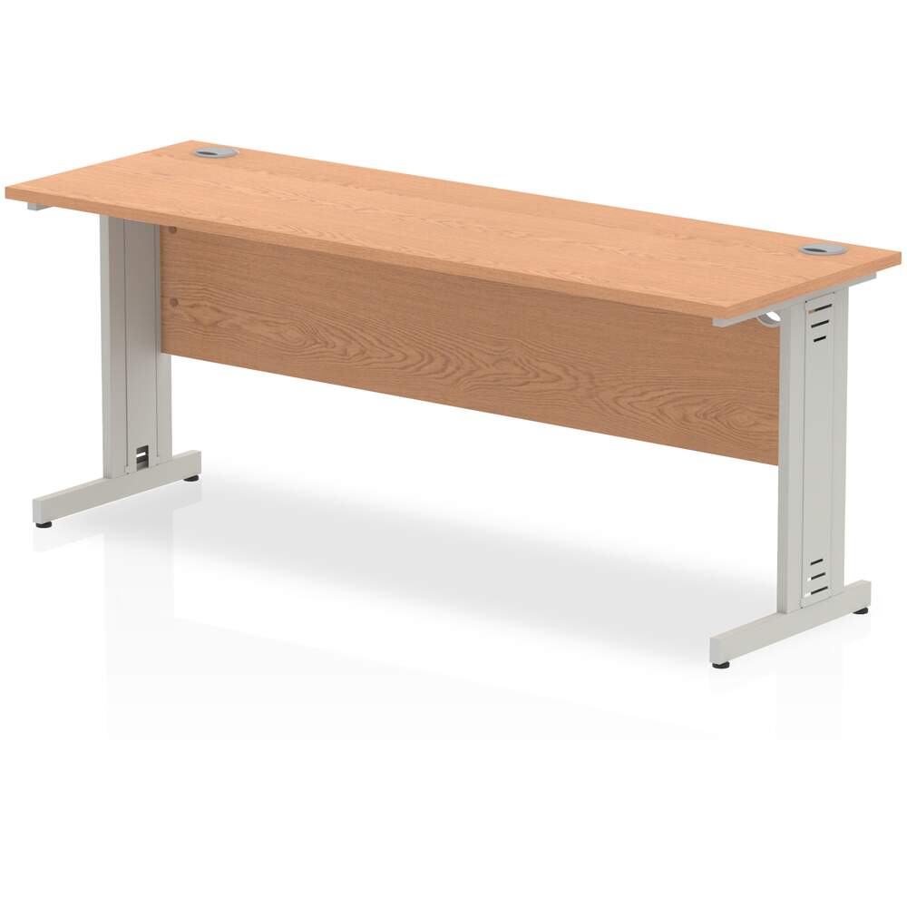 Impulse 1800 x 600mm Straight Desk Oak Top Silver Cable Managed Leg