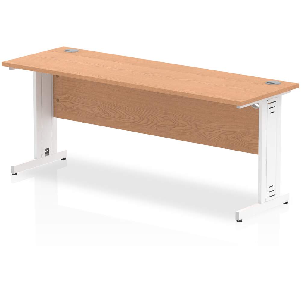 Impulse 1800 x 600mm Straight Desk Oak Top White Cable Managed Leg