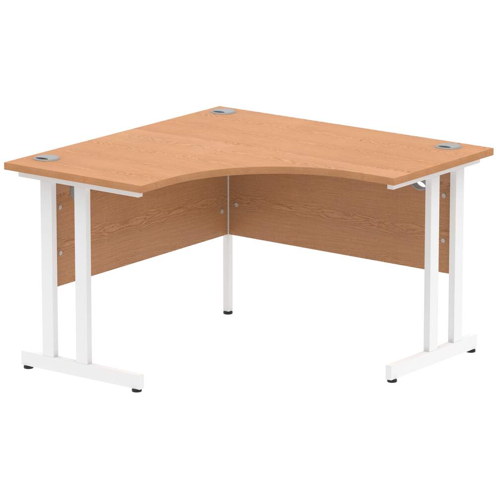 Impulse 1200mm Corner Desk Oak Top White Cantilever Leg