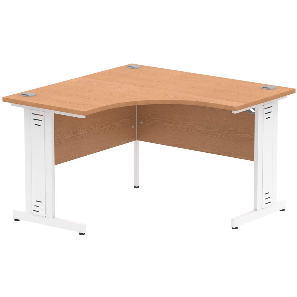 Impulse 1200mm Corner Desk Oak Top White Cable Managed Leg