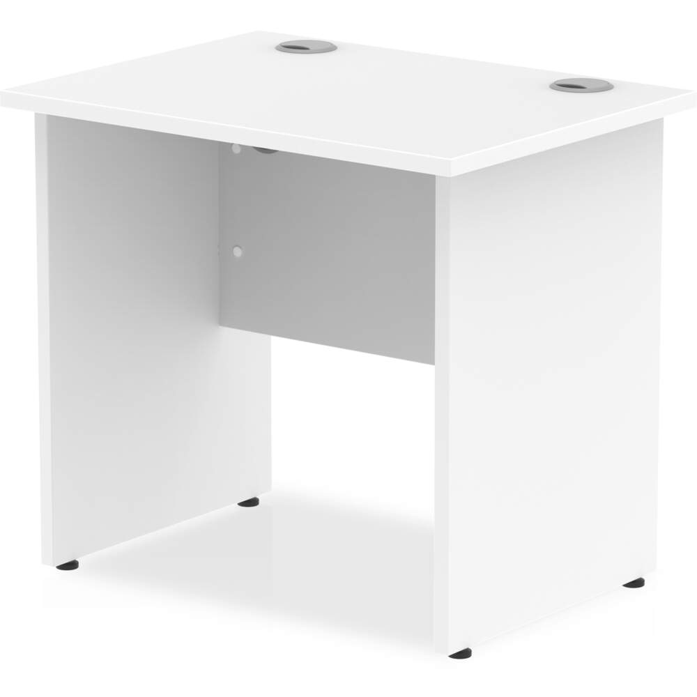 Impulse 800 x 600mm Straight Desk White Top Panel End Leg