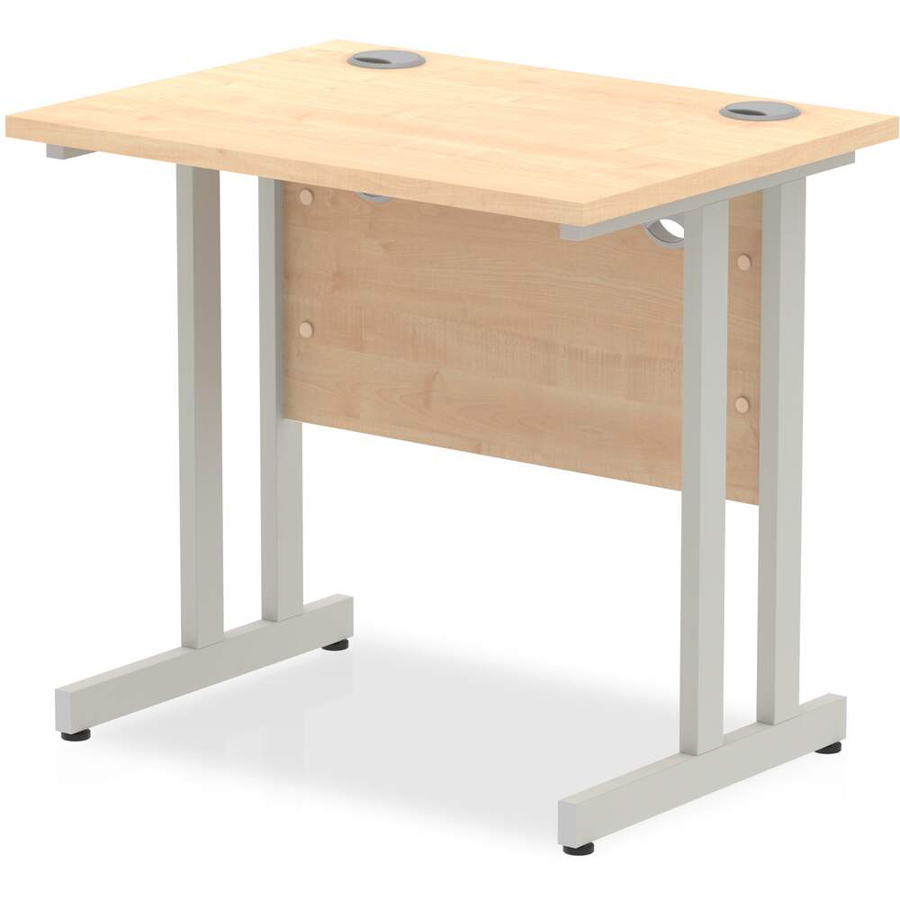 Impulse 800 x 600mm Straight Desk Maple Top Silver Cantilever Leg