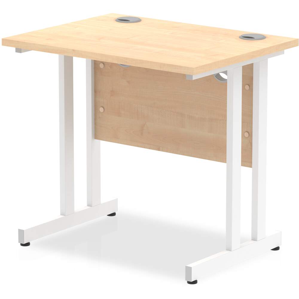 Impulse 800 x 600mm Straight Desk Maple Top White Cantilever Leg