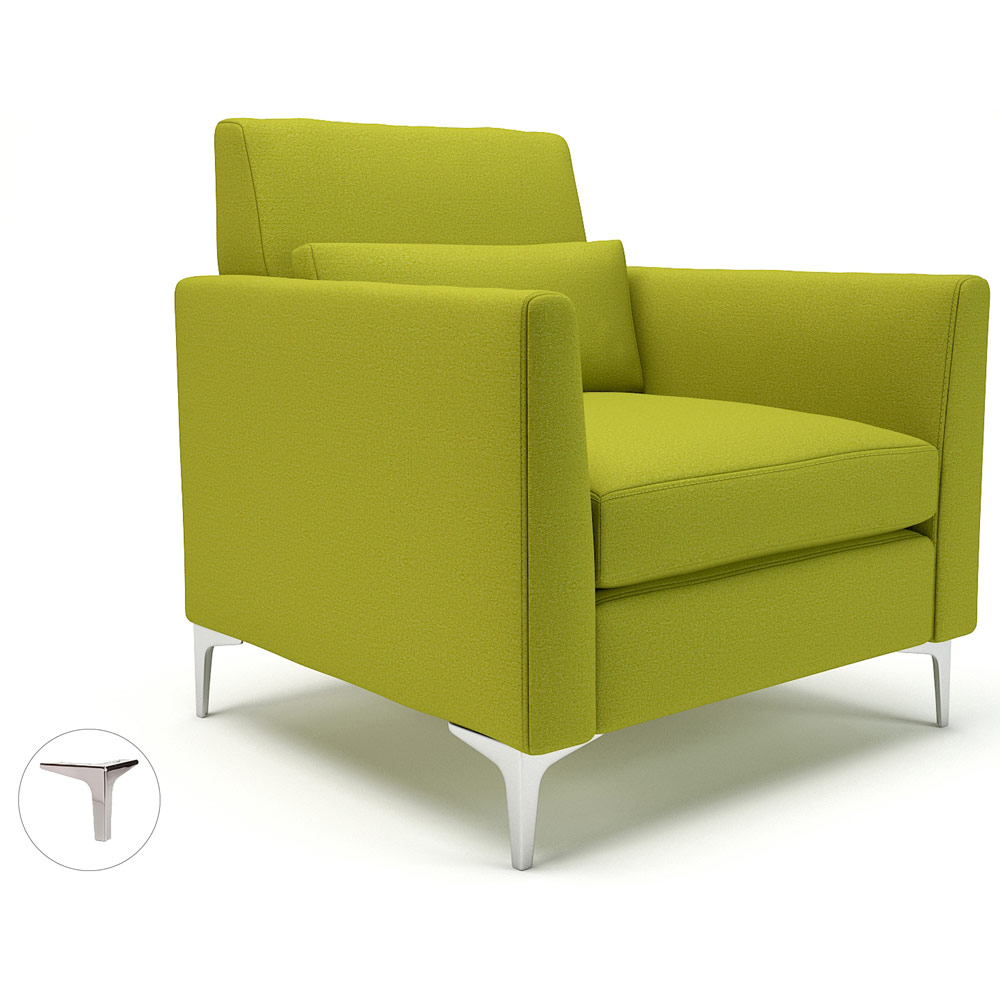 Roselle 90cm Wide Armchair Denim Fabric Brushed Chrome Feet