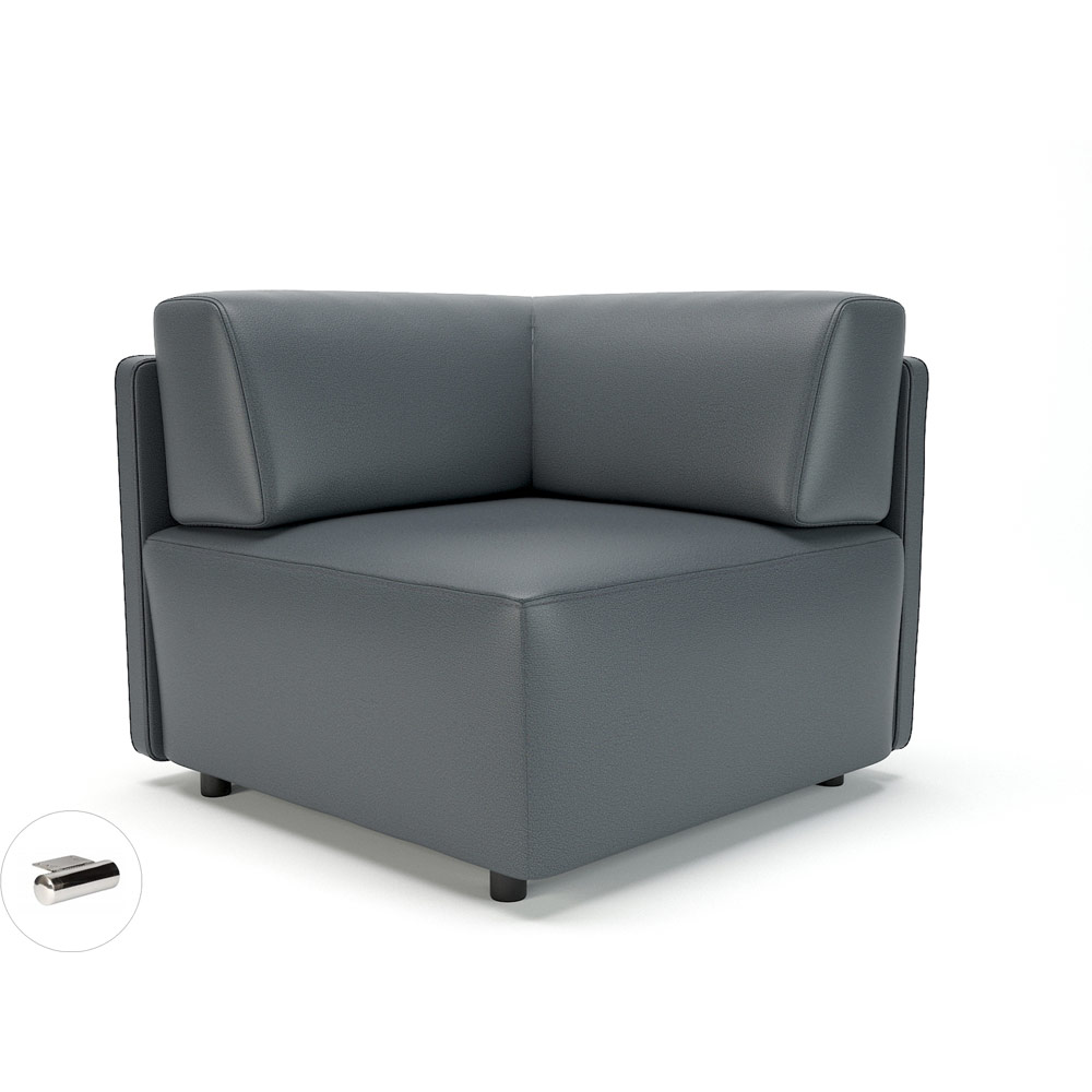 Loomis 87cm Wide Corner Unit Steel Faux Leather Standard Feet