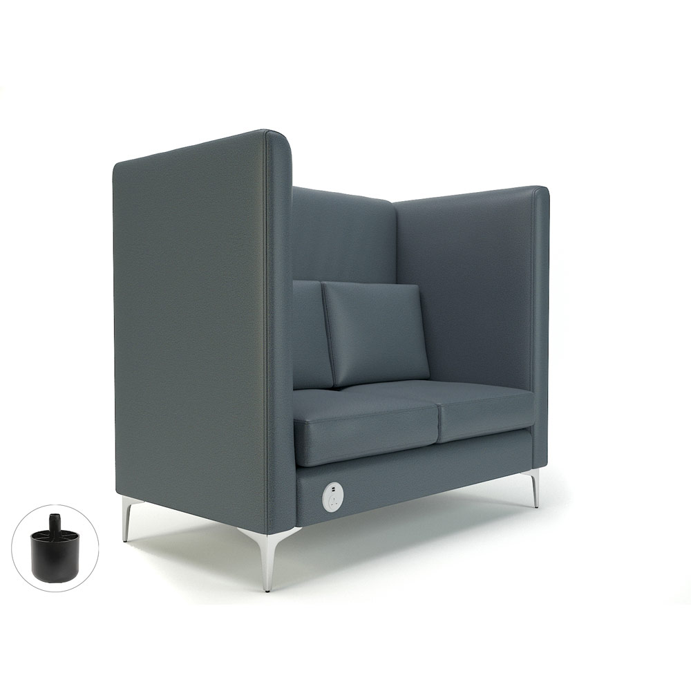 Altus 128cm Wide Privacy Booth Atlantic Faux Leather Standard Feet With Socket