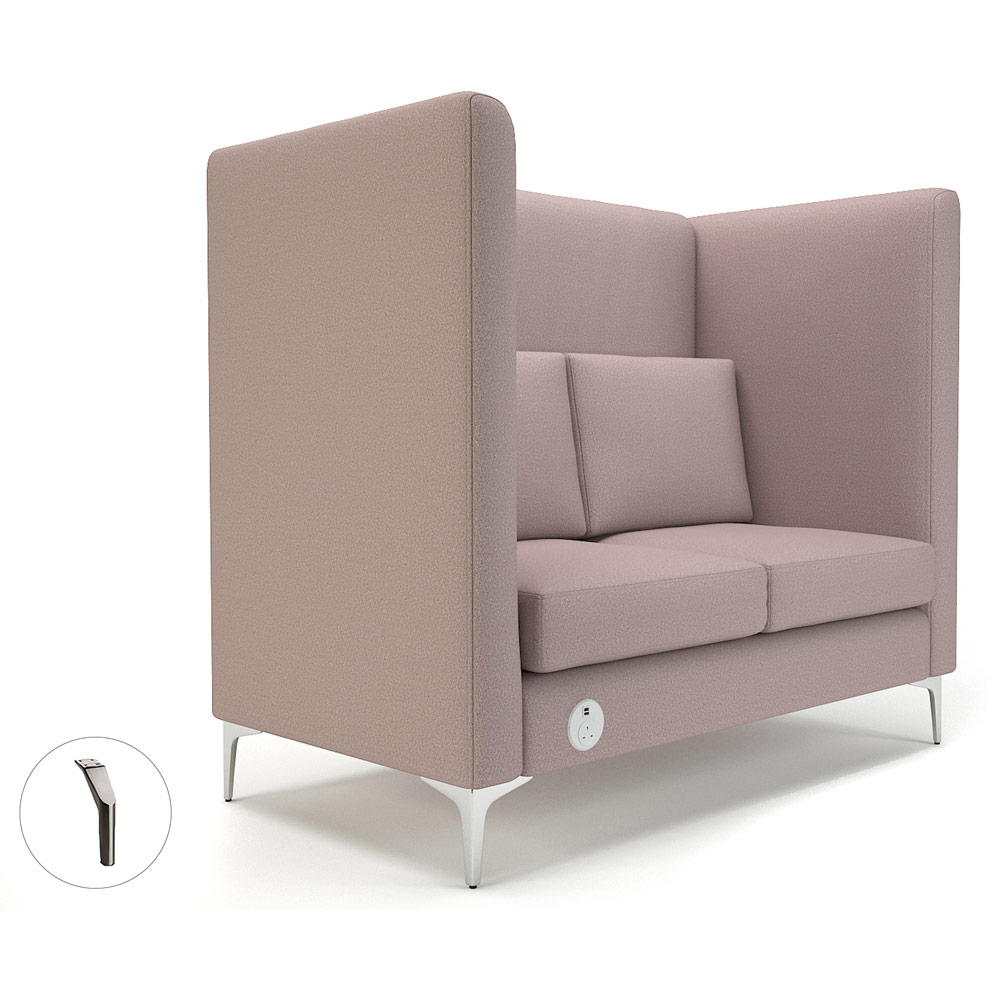 Altus 128cm Wide Privacy Booth Flint Fabric Brushed Chrome Feet