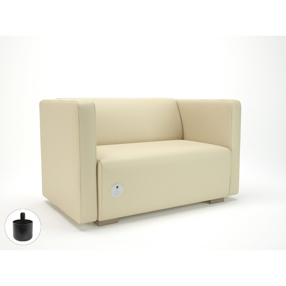 Carmel 130cm Wide  Sofa Chalk Faux Leather Standard Feet