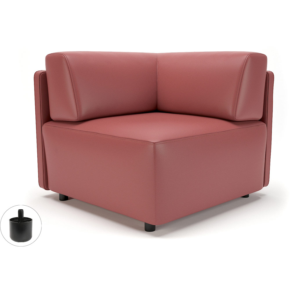 Loomis 87cm Wide Corner Unit Chilli Faux Leather Standard Feet With Socket