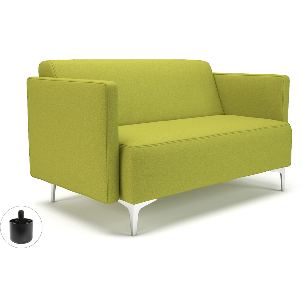 Napa Slim Arm 125cm Wide Sofa Citron Fabric Standard Feet With Socket