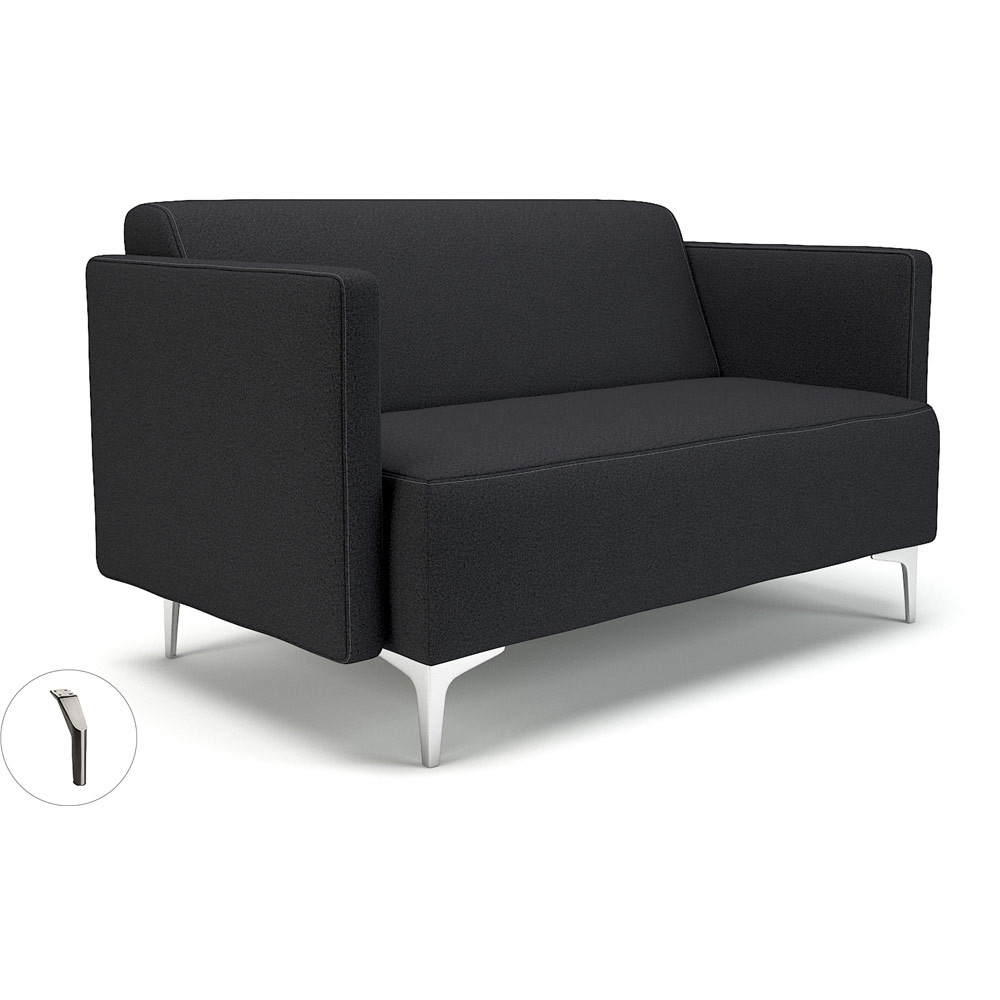 Napa Slim Arm 125cm Wide Sofa Ebony Fabric Brushed Chrome Feet
