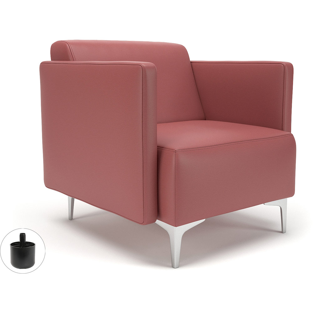 Napa Slim Arm 75cm Wide Armchair Chilli Faux Leather Standard Feet