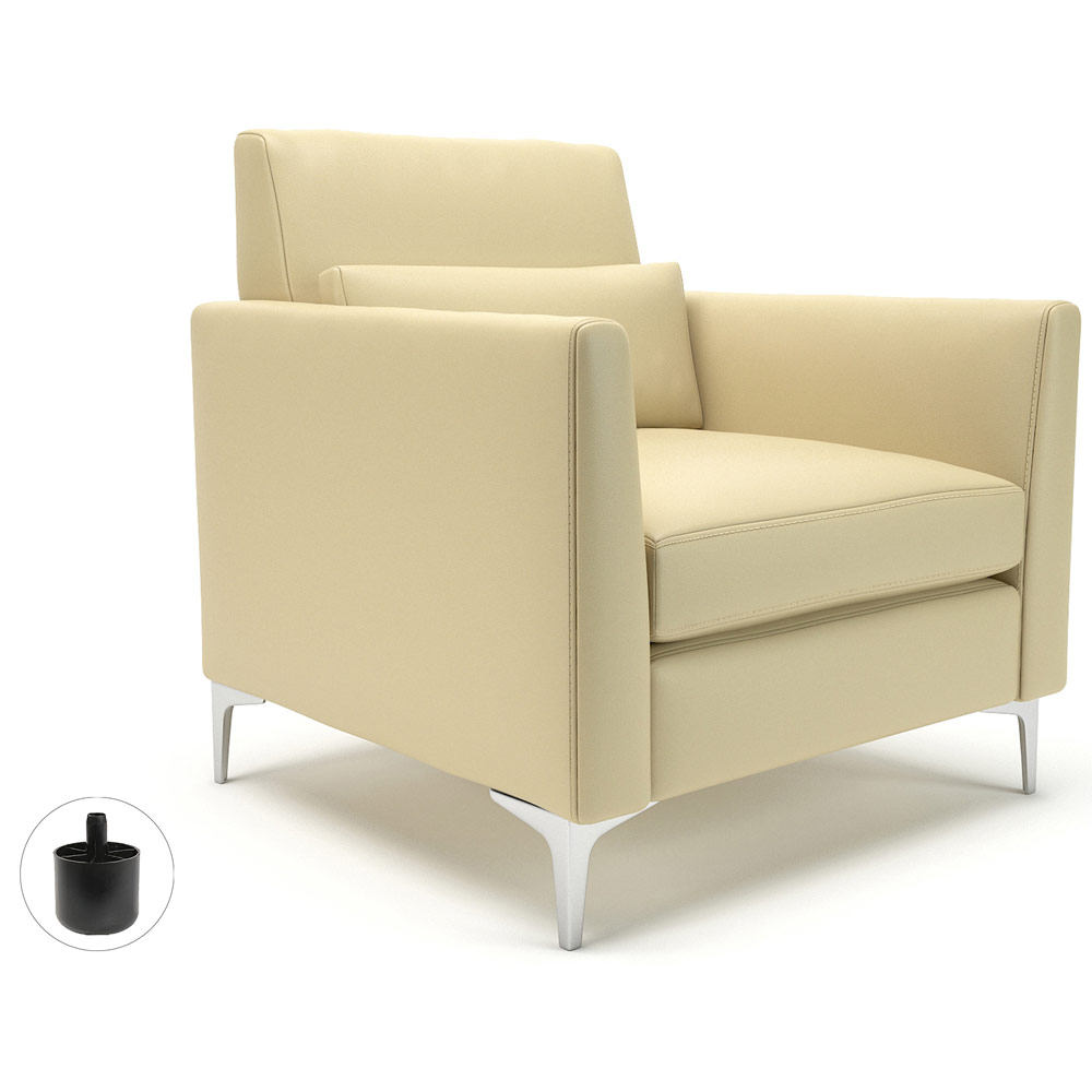 Roselle 90cm Wide Armchair Cream Faux Leather Standard Feet With Socket