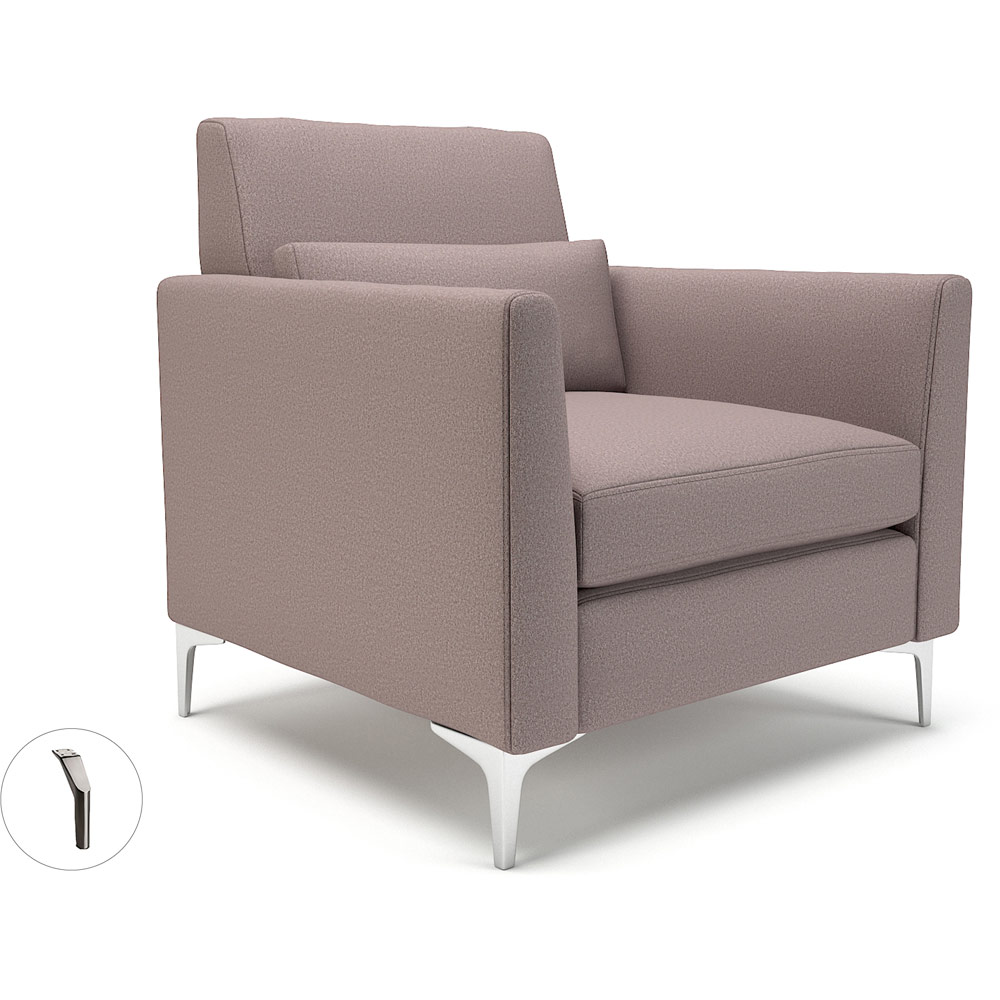 Roselle 90cm Wide Armchair Flint Fabric Brushed Chrome Feet
