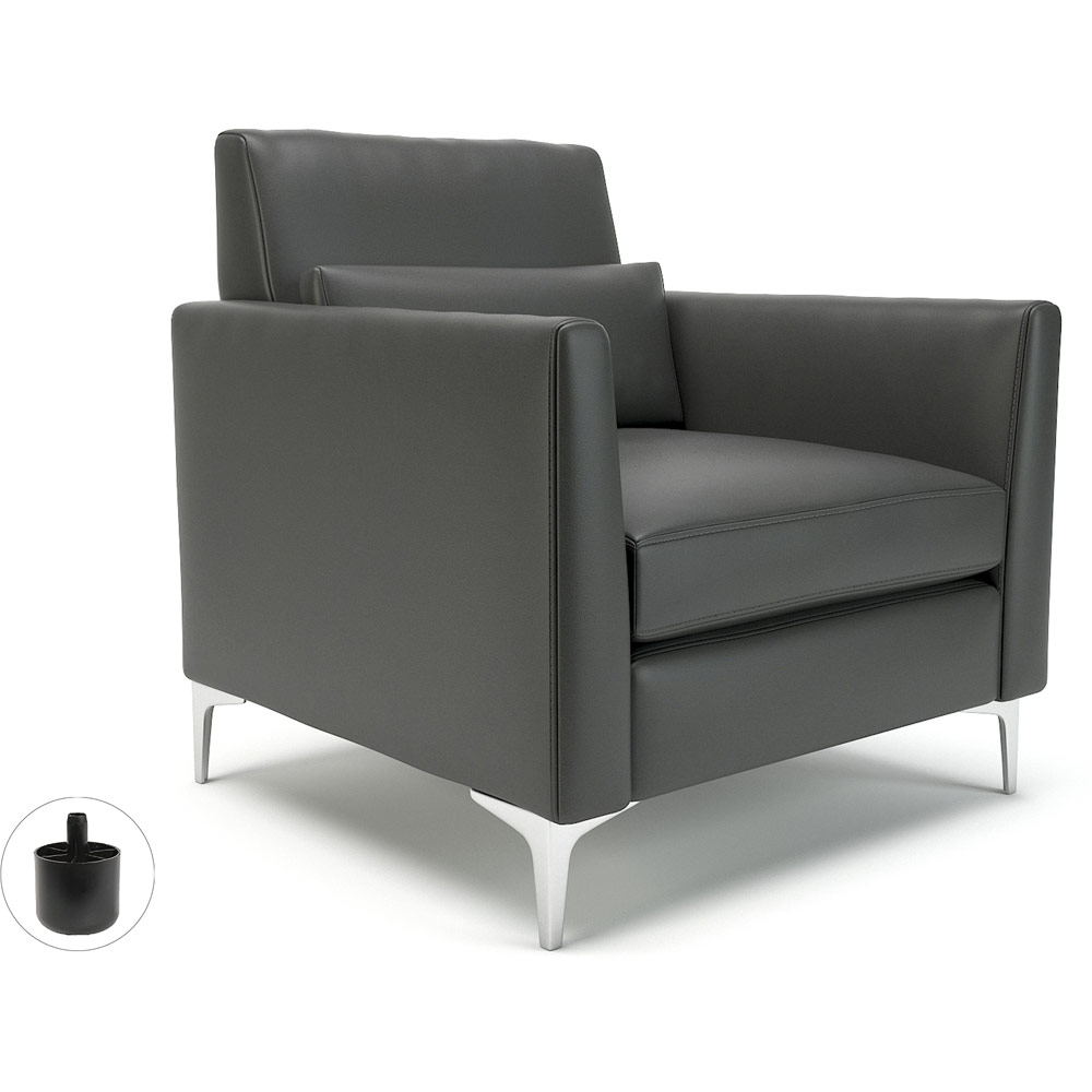 Roselle 90cm Wide Armchair Flint Faux Leather Standard Feet With Socket