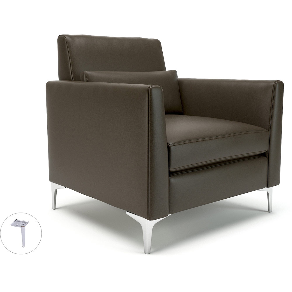 Roselle 90cm Wide Armchair Mocha Faux Leather Pole Chrome Feet With Socket