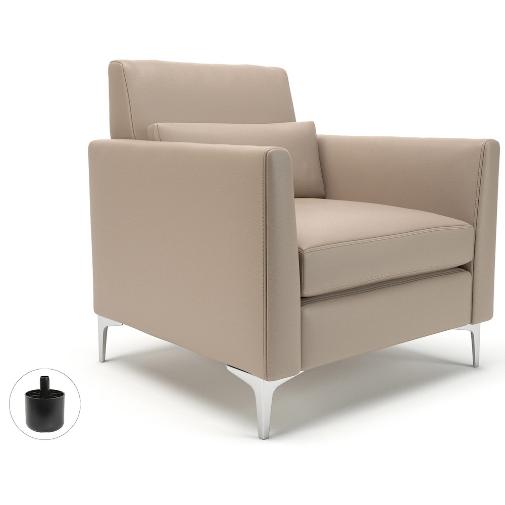 Roselle 90cm Wide Armchair Taupe Faux Leather Standard Feet With Socket