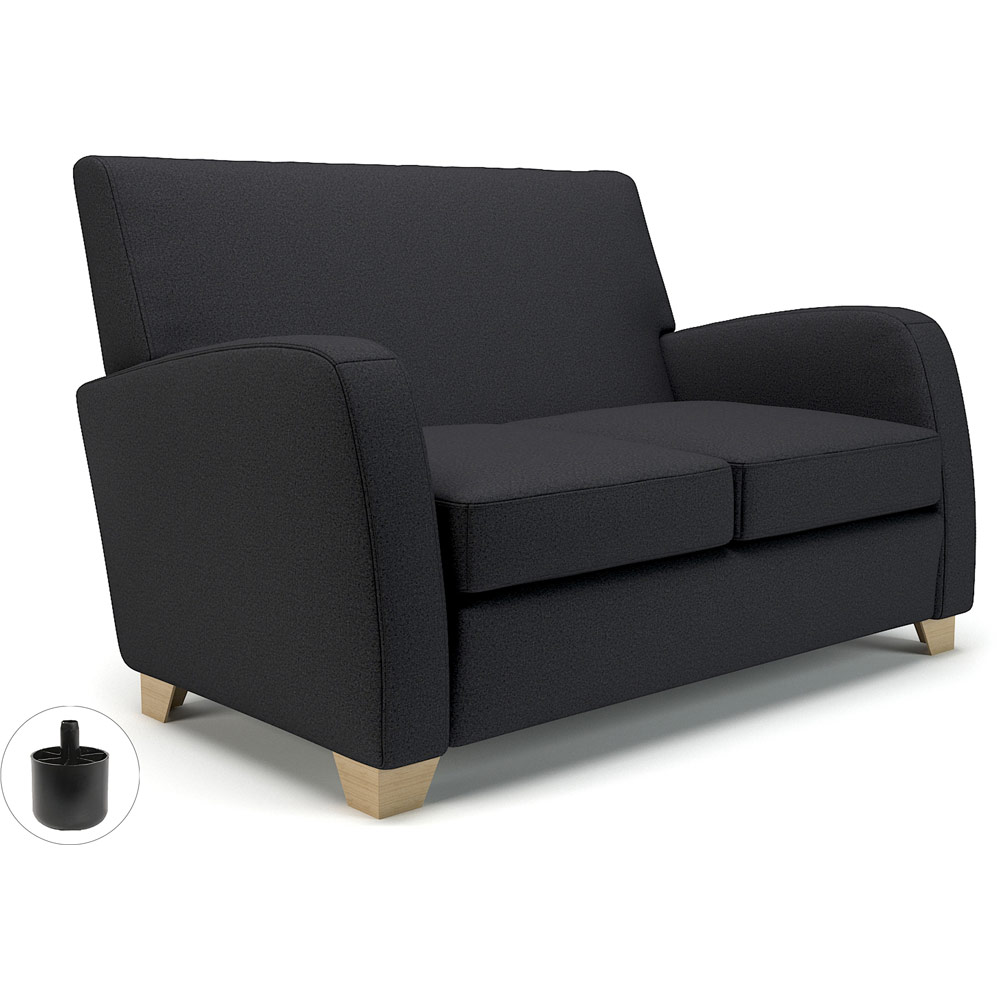 Wynne 132cm Wide Sofa Ebony Fabric Standard Feet With Socket