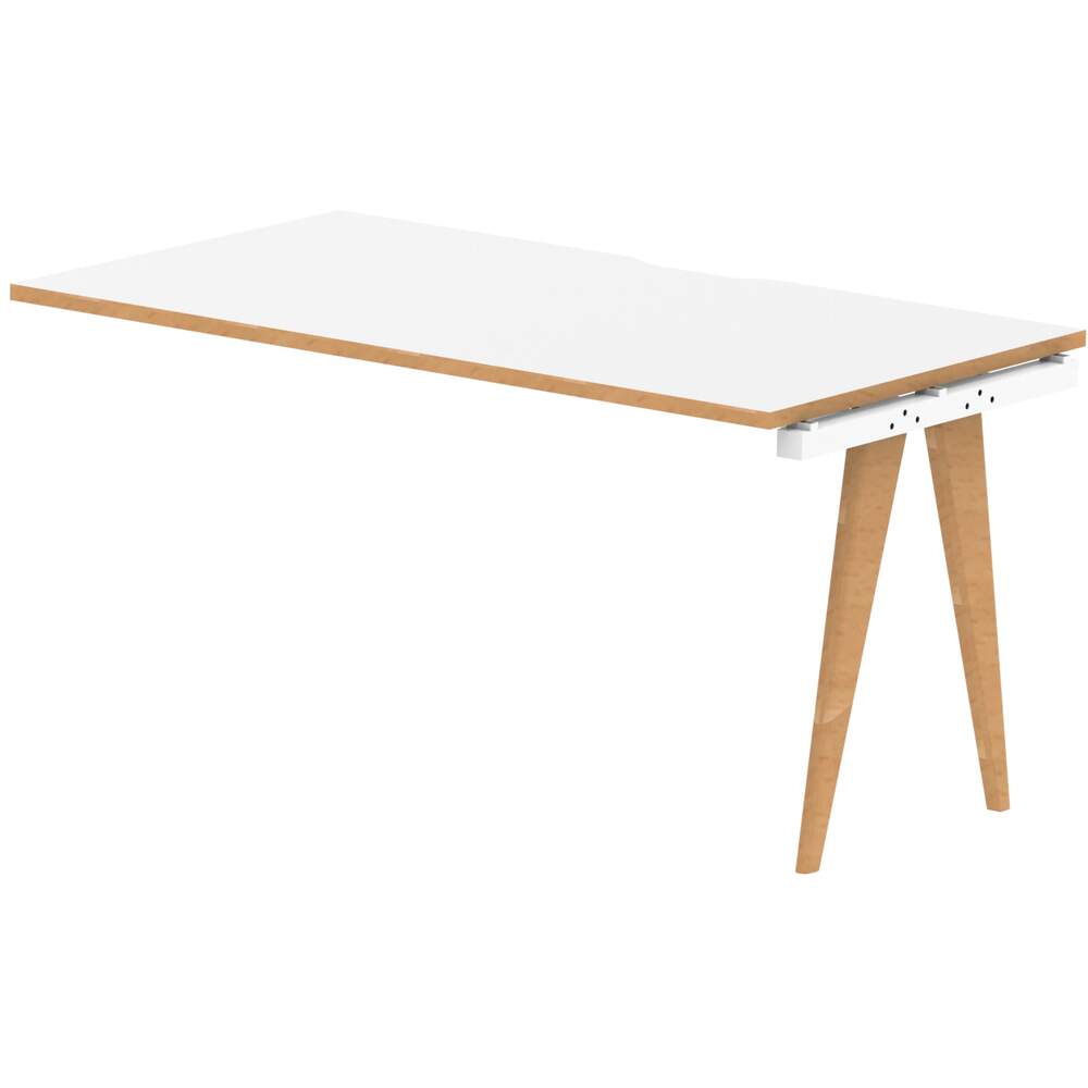 Oslo 1400mm Single Row Ext Kit White Top Natural Wood Edge White Frame